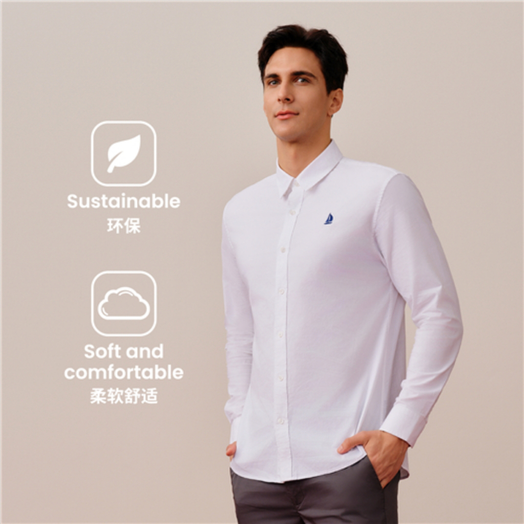 男款弹力牛津纺舒适长袖衬衣