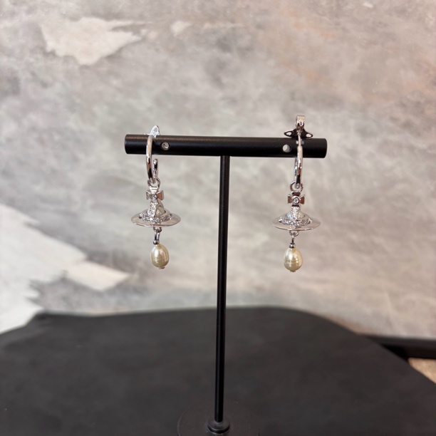 铜合金仿珍珠耳饰 地球带z耳环EH2371