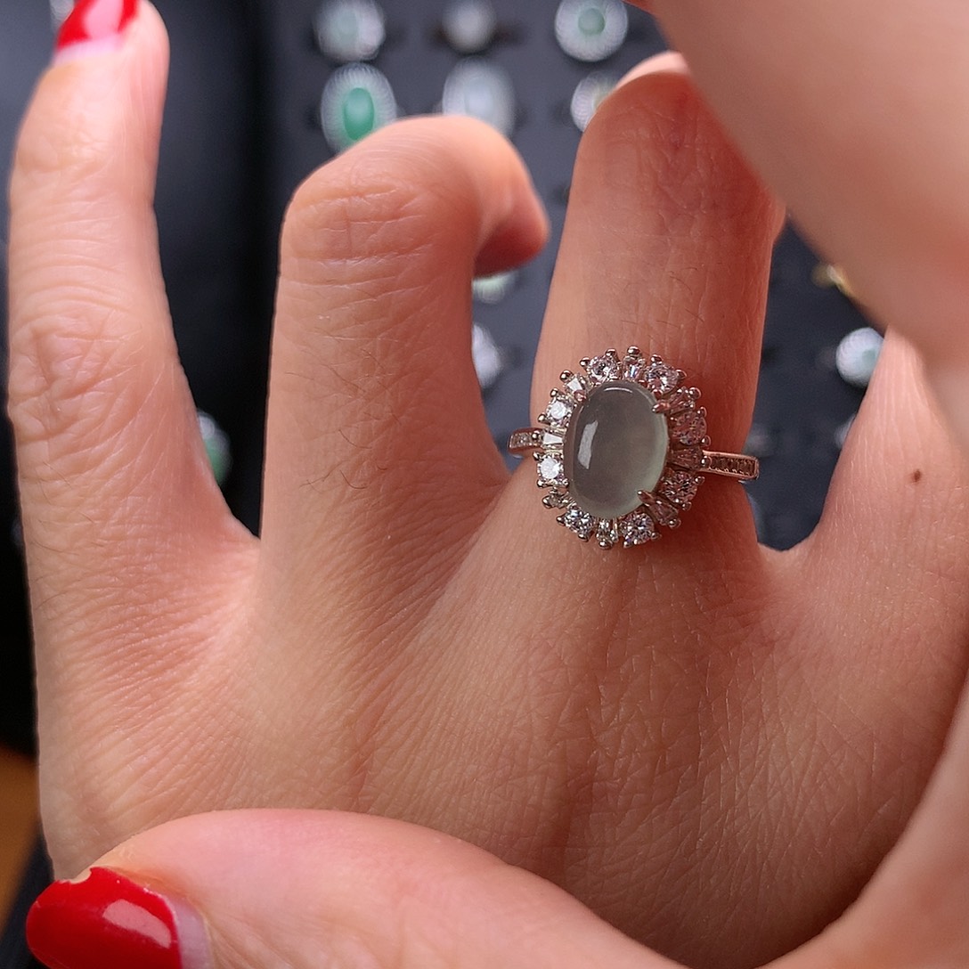 翡翠颈饰银S925镶嵌戒指