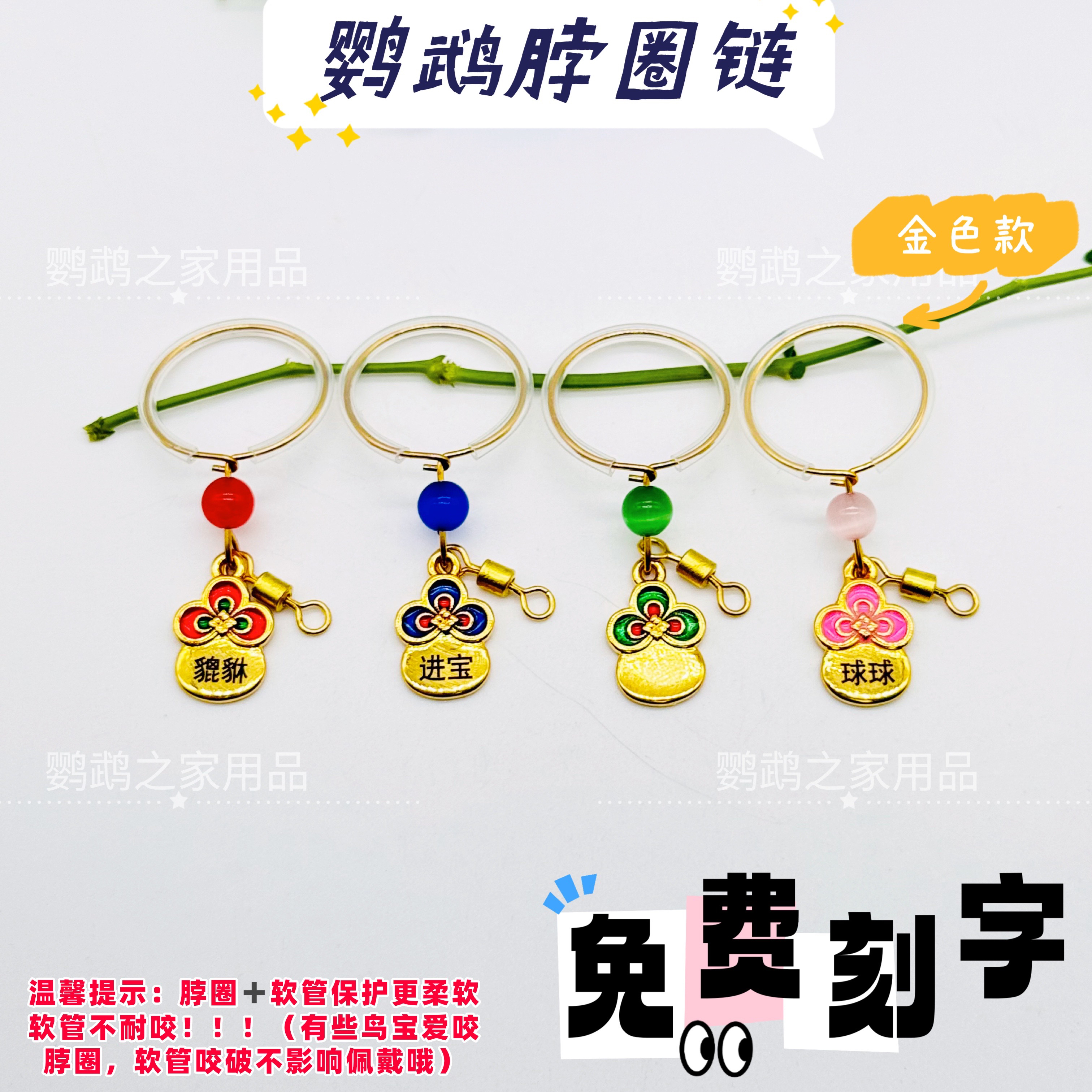 新款鹦鹉脖套链子玄凤小太阳和尚金太外出脚环脚链放飞绳免费刻字