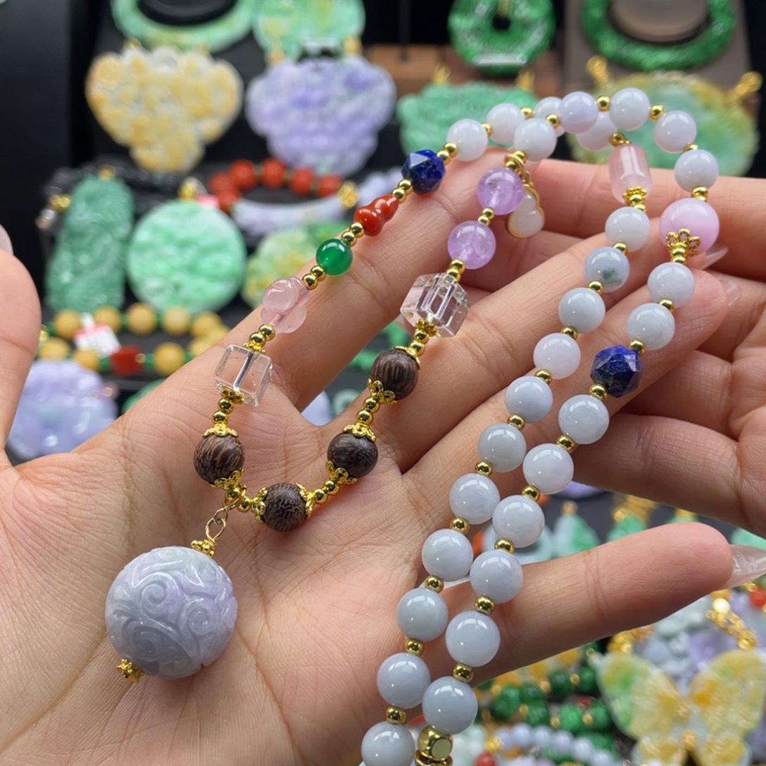 翡翠未镶嵌颈饰代编织