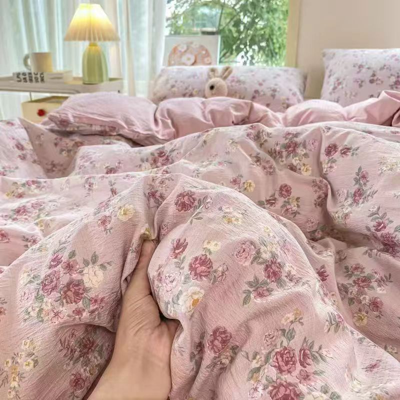 四件套【比翼连枝】有氧提花双层纱母婴级韩版碎花柔软透气床单