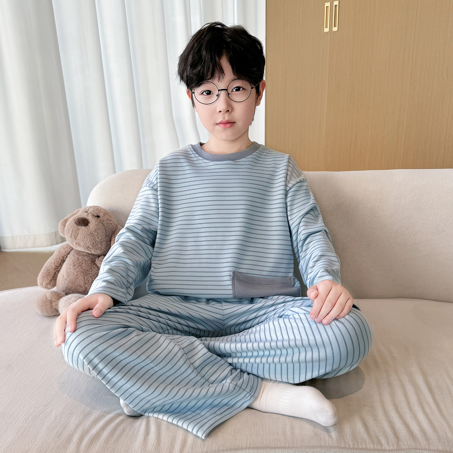 男童睡衣套装春秋季2025新款男孩德绒长袖儿童网红爆款家居服秋款