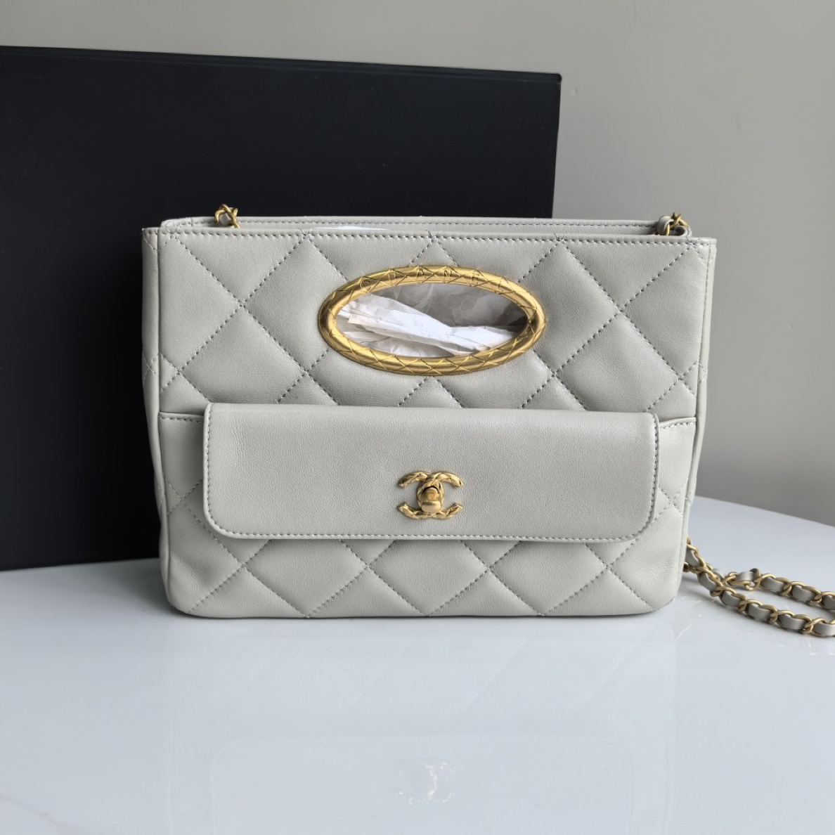 99新 Chanel/香奈儿 24B 白金晚宴手拿包tote 单肩斜挎包 