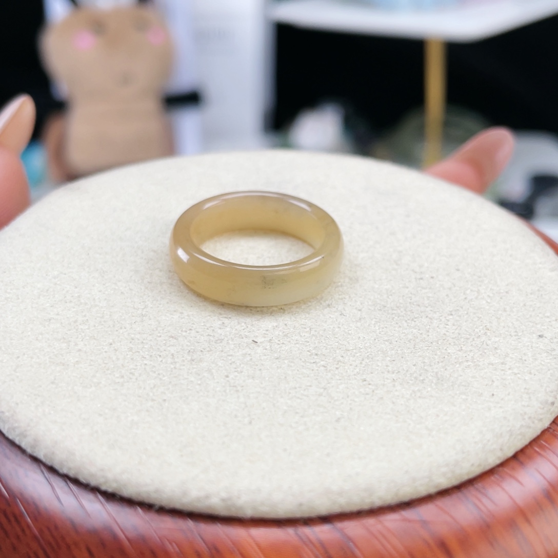 和田玉未镶嵌戒指P8糖色细条16.5不退换