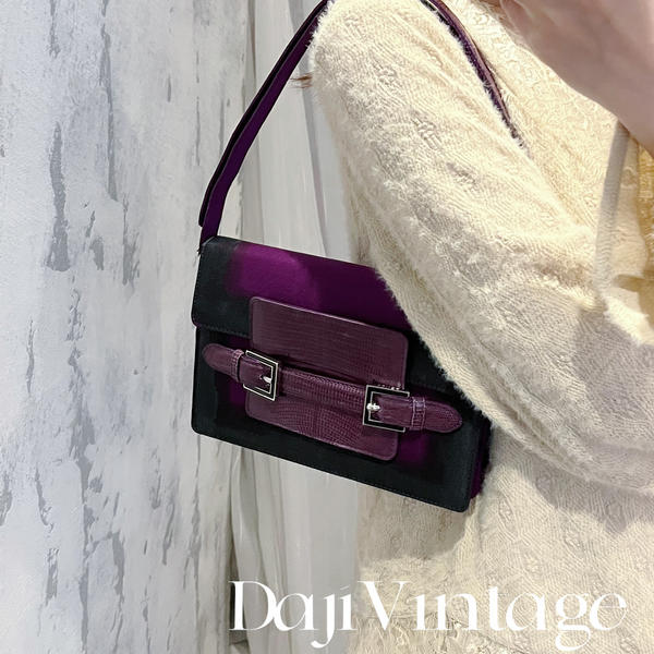 大吉中古/FENDI蜥蜴皮插扣风琴腋下包