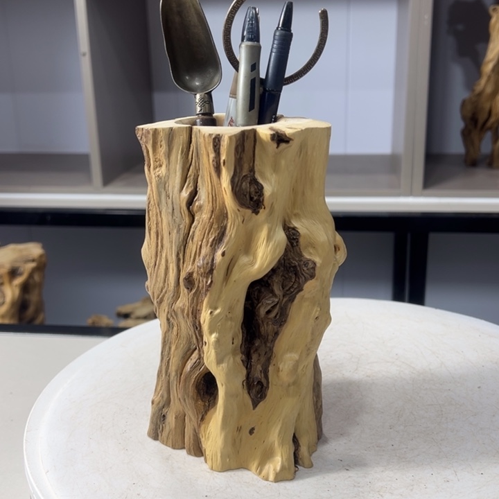 木石榴木榴疤茶桶笔筒