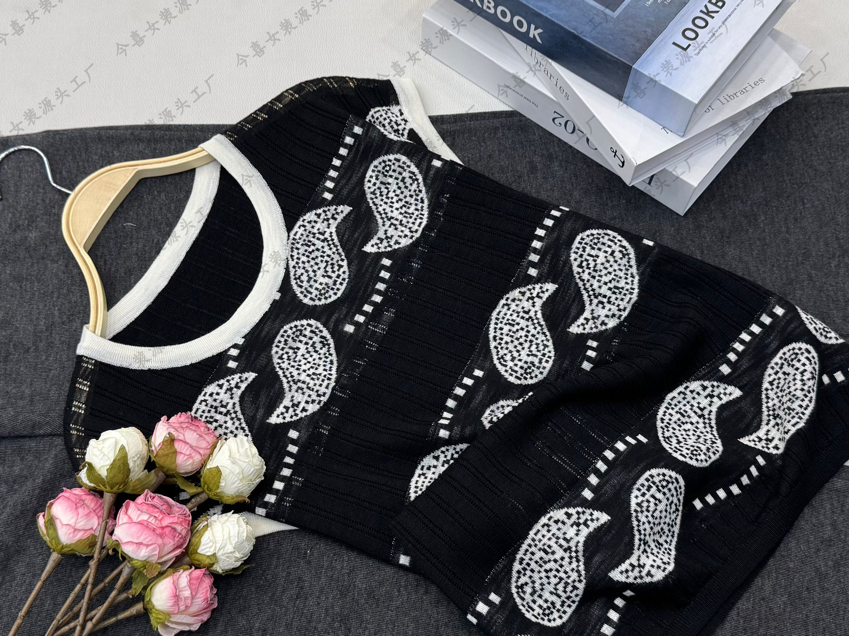 【腰果花套头黑】夏季新款百搭宽松设计感上衣QC3213