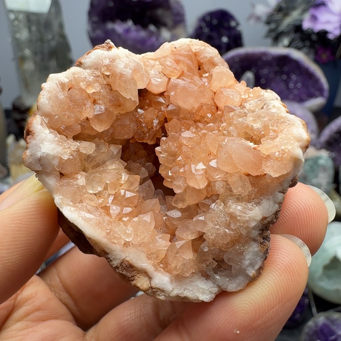 紫晶未镶嵌摆件粉水晶