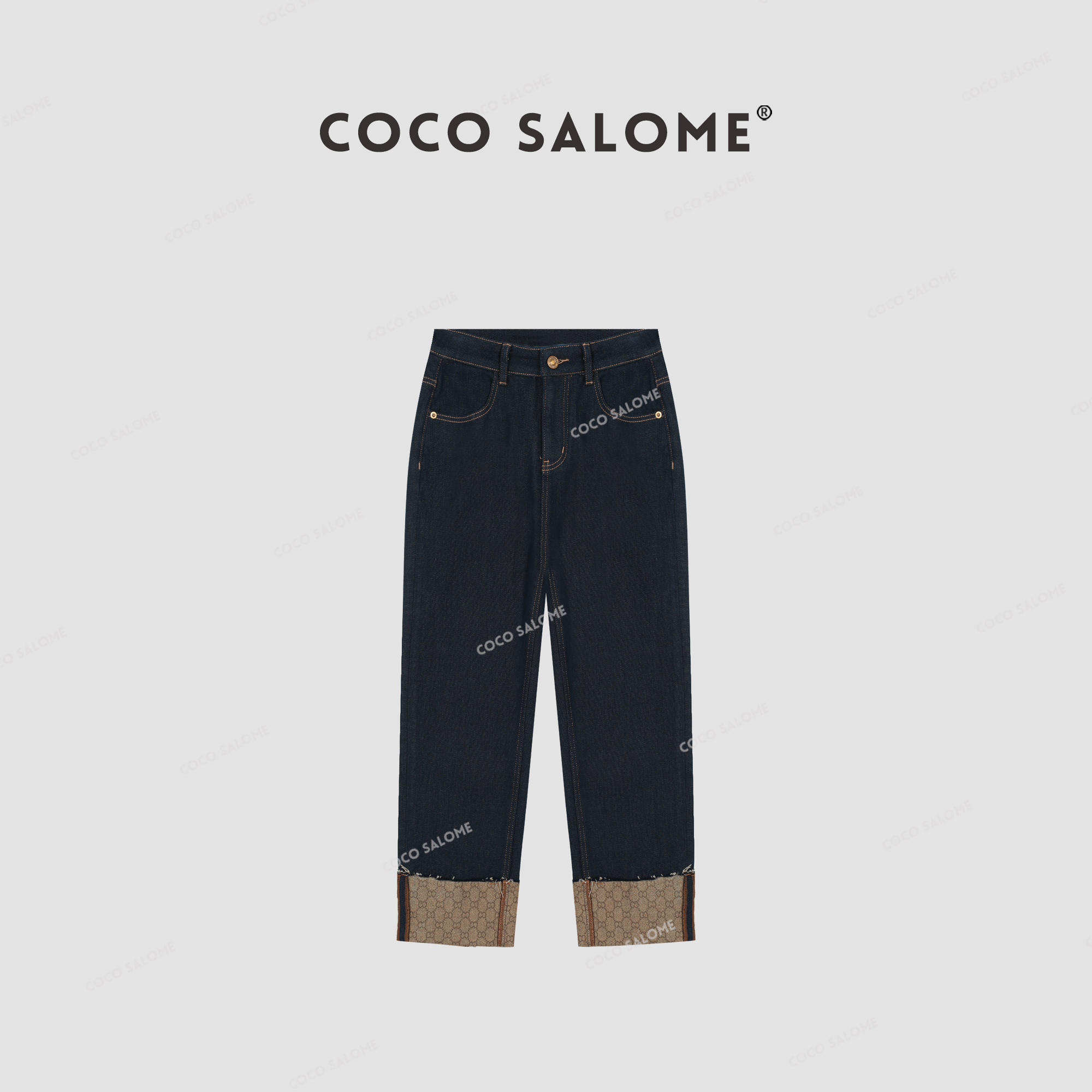 COCO SALOME【在线牛仔】进口棉九分裤磨毛洋气休闲装烟管裤0122