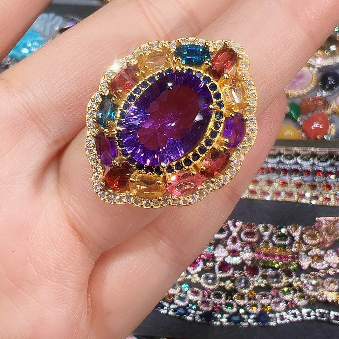 银S925镶嵌戒指紫晶