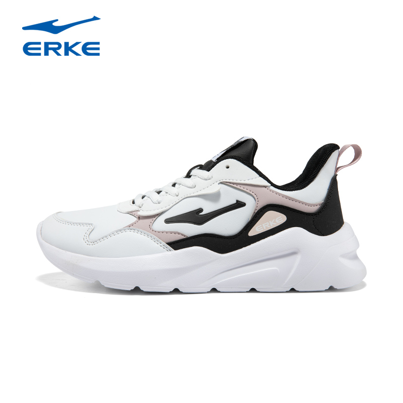 鸿星尔克老爹鞋官方正品女鞋秋冬款时尚休闲鞋子皮面加绒保暖运动