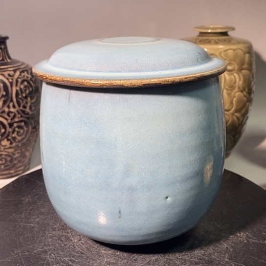 罐八*八钧窑天蓝釉盖钵