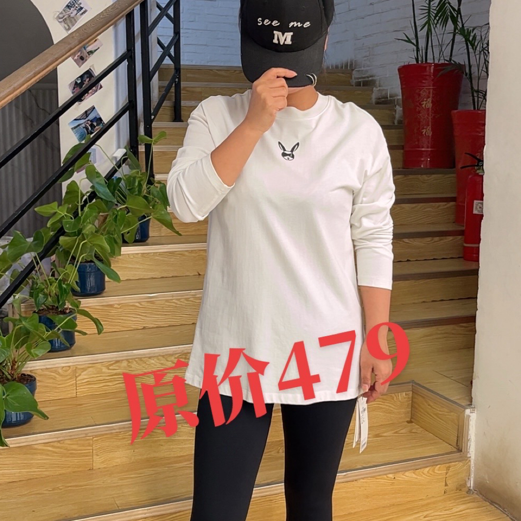 5475字母中长款通勤圆领长袖T恤秋冬印花春季宽松