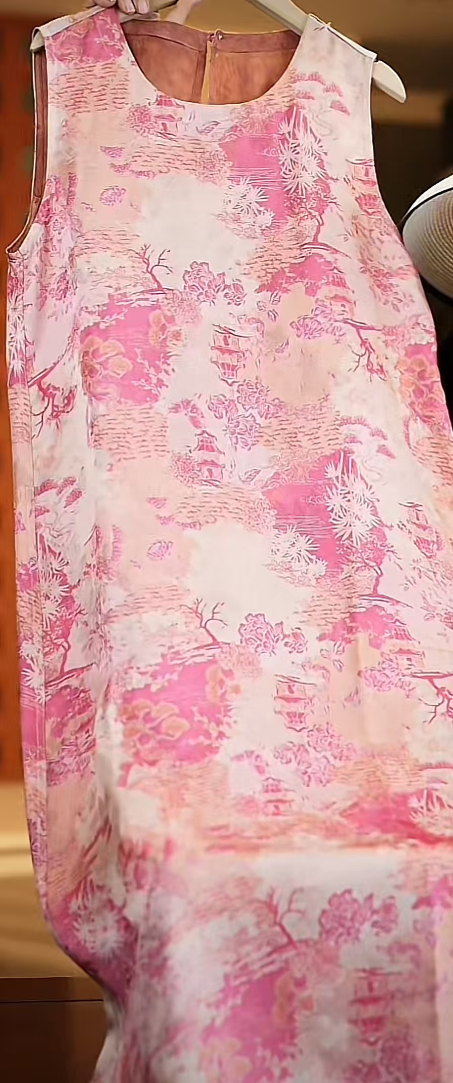 溪亭日暮<<非遗美学>>花萝提花薯莨香云纱无袖长裙1155