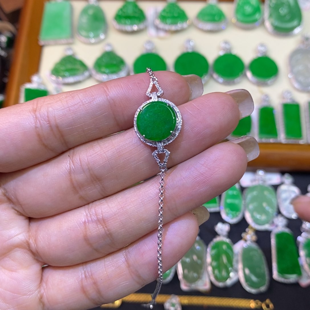 翡翠手链18K金镶嵌手链