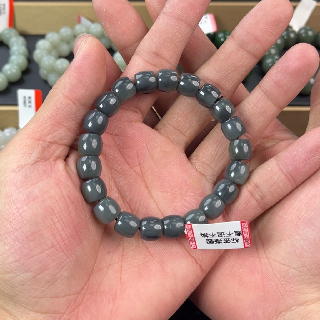 和田玉手链未镶嵌纯天然新疆和田玉青花12mm