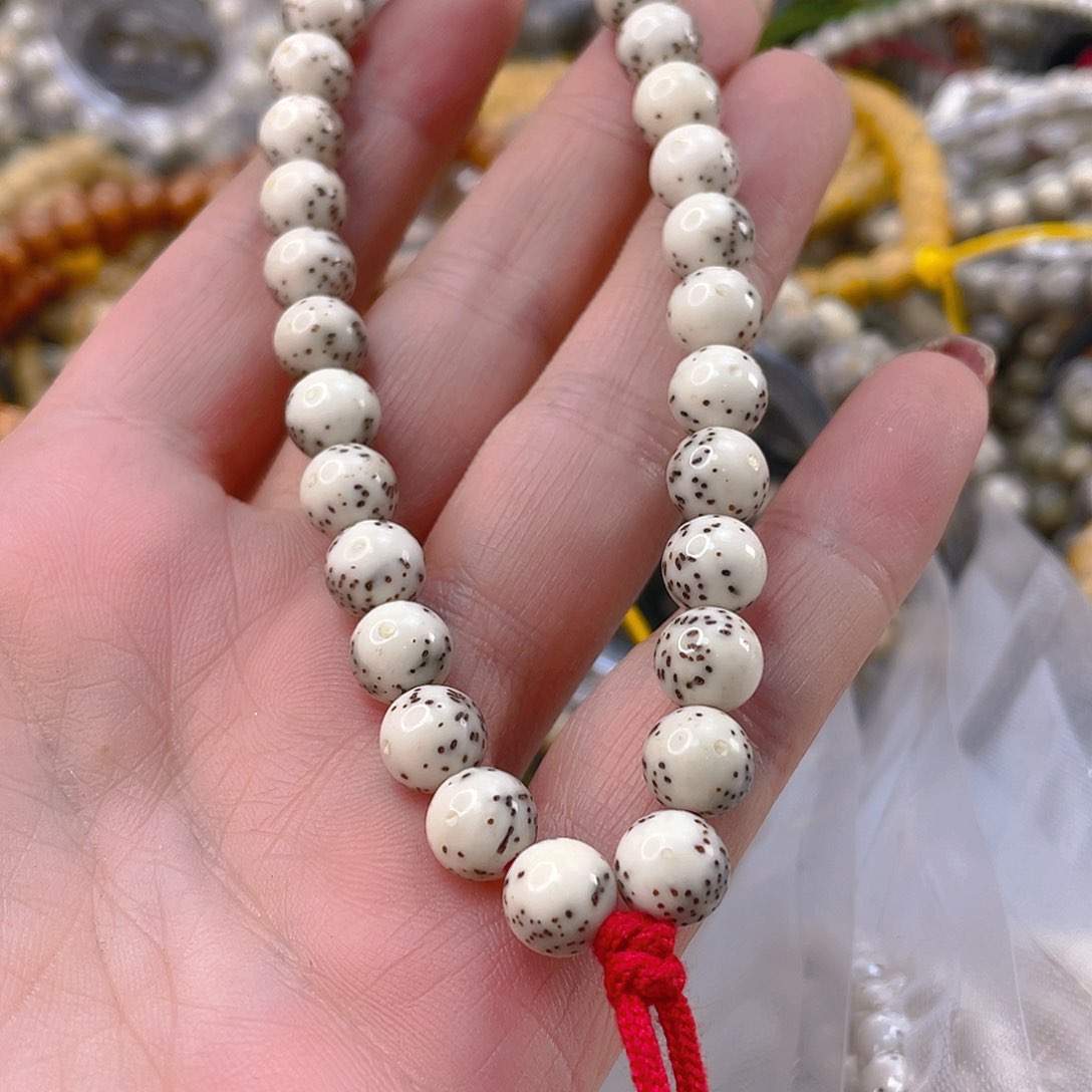 星月菩提手串N****1骨瓷白河豚圆珠7.8mm一物一图