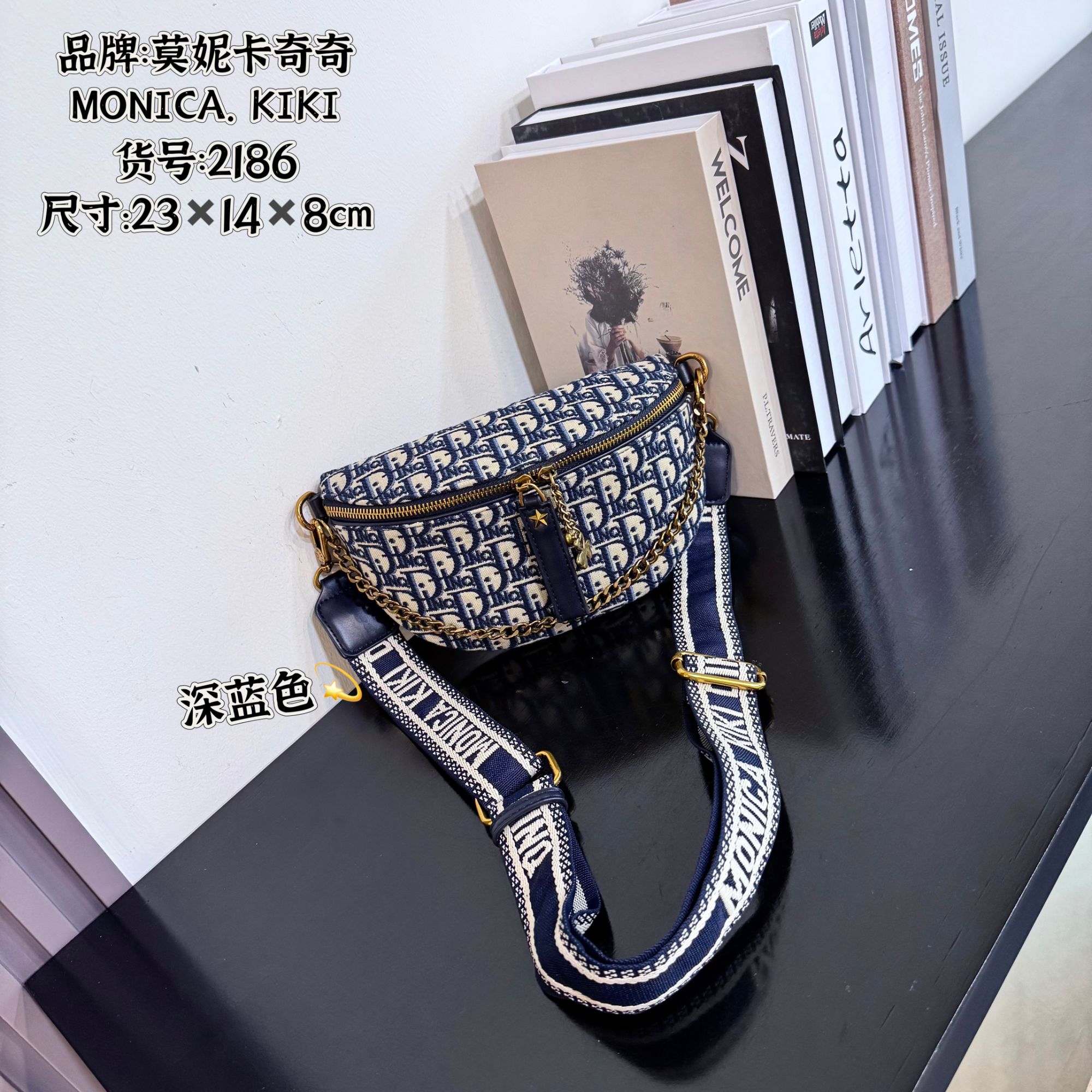 MONICA KIKI/莫妮卡奇奇复古轻奢手提质感单肩斜跨包2186