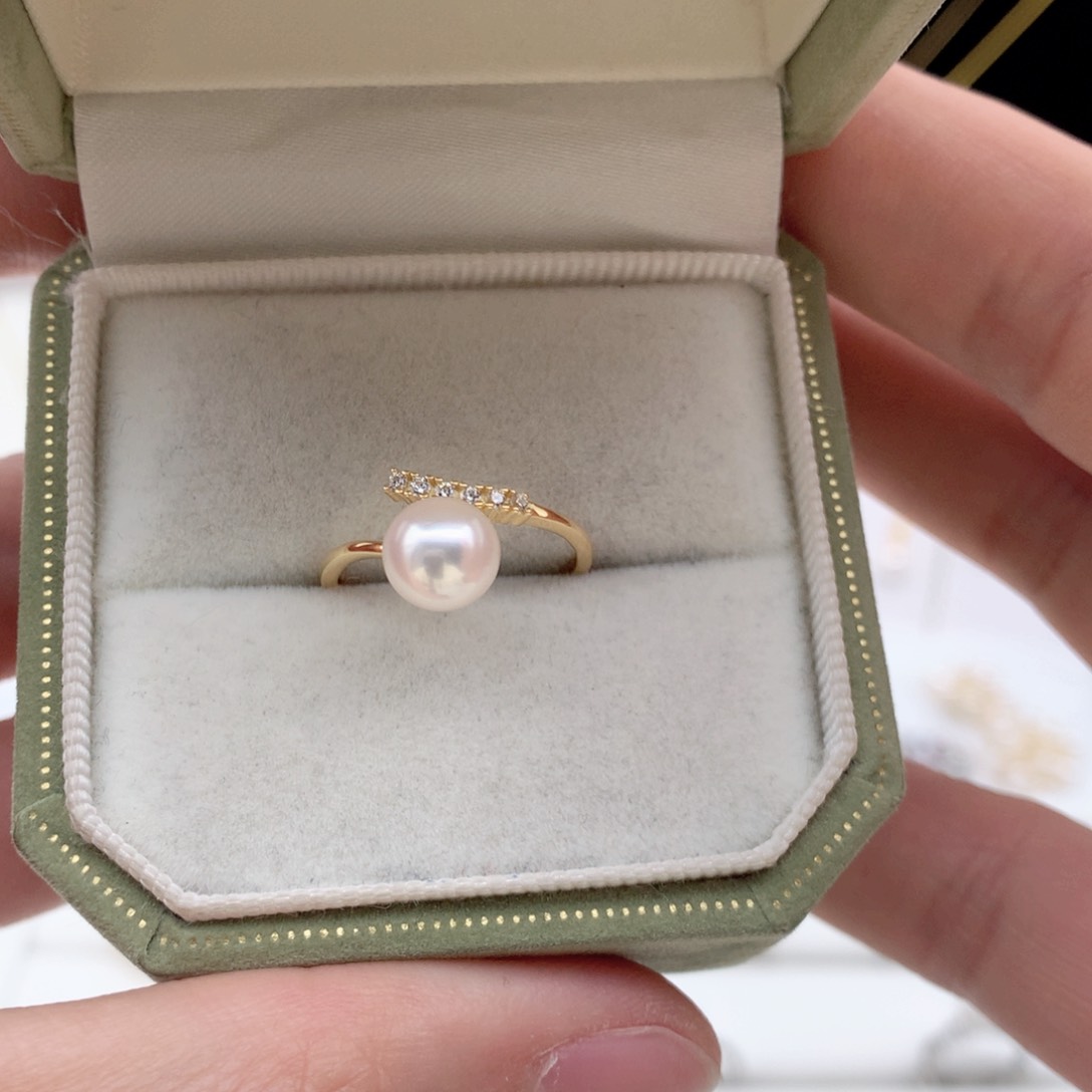 海水珍珠7-7.5 mm ak戒指银S925镶嵌