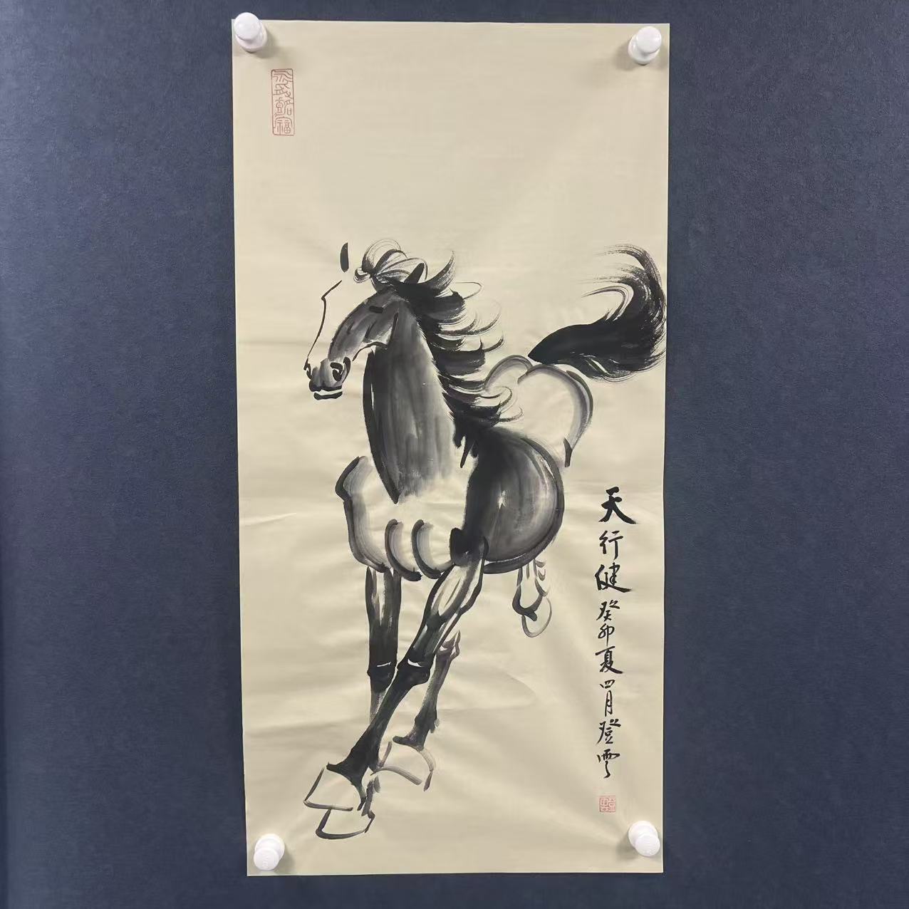 三尺宣纸卜登云骏马国画：《天行健》