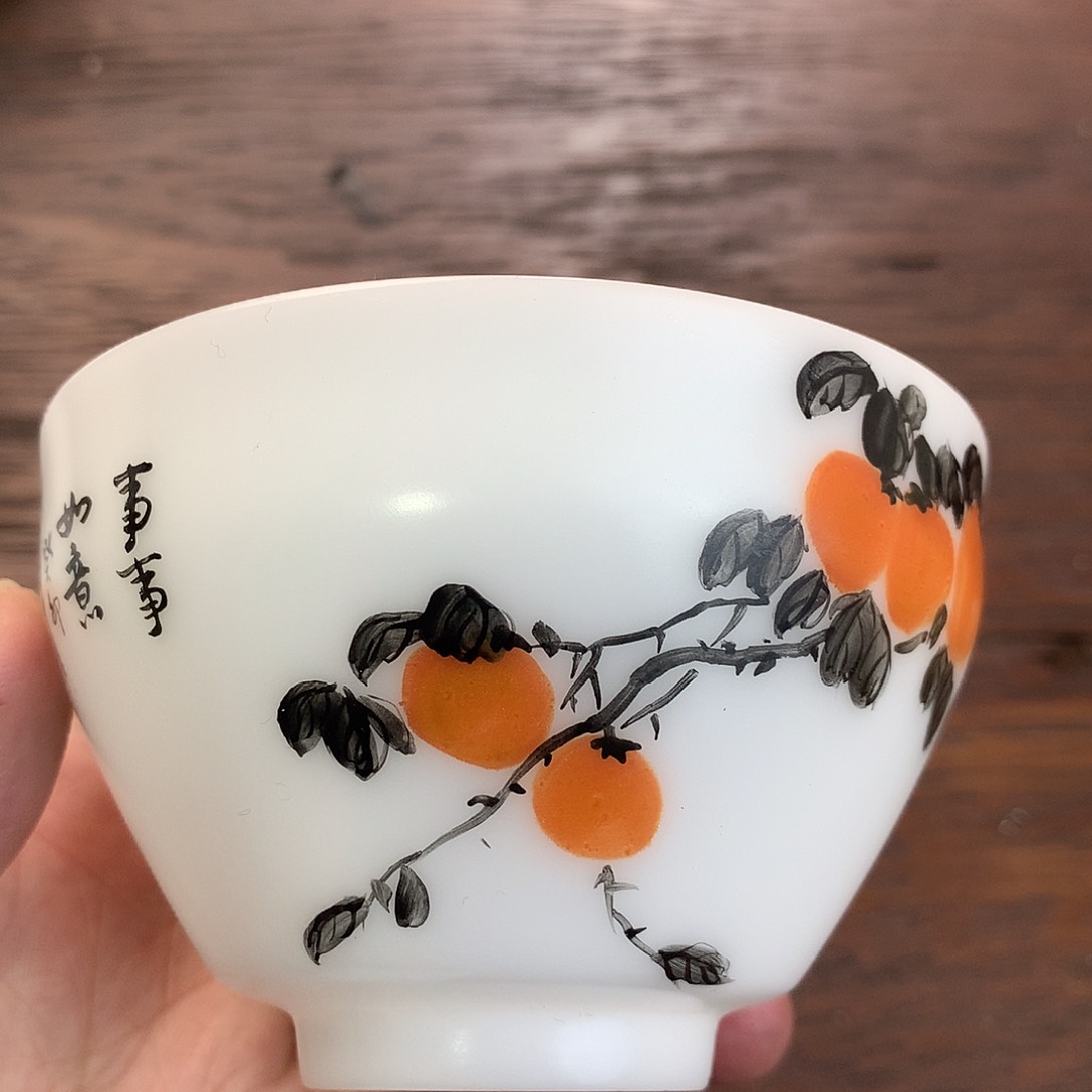 冰种素烧手绘主人杯