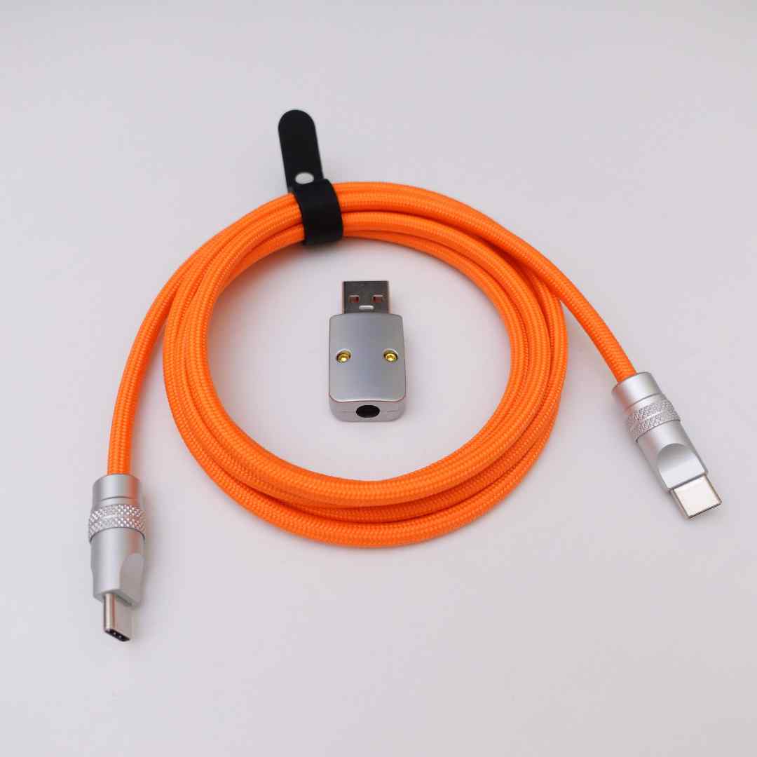 【橙色编织细纹】适用苹果iPhone华为小米vivo安卓快充数据线充电线