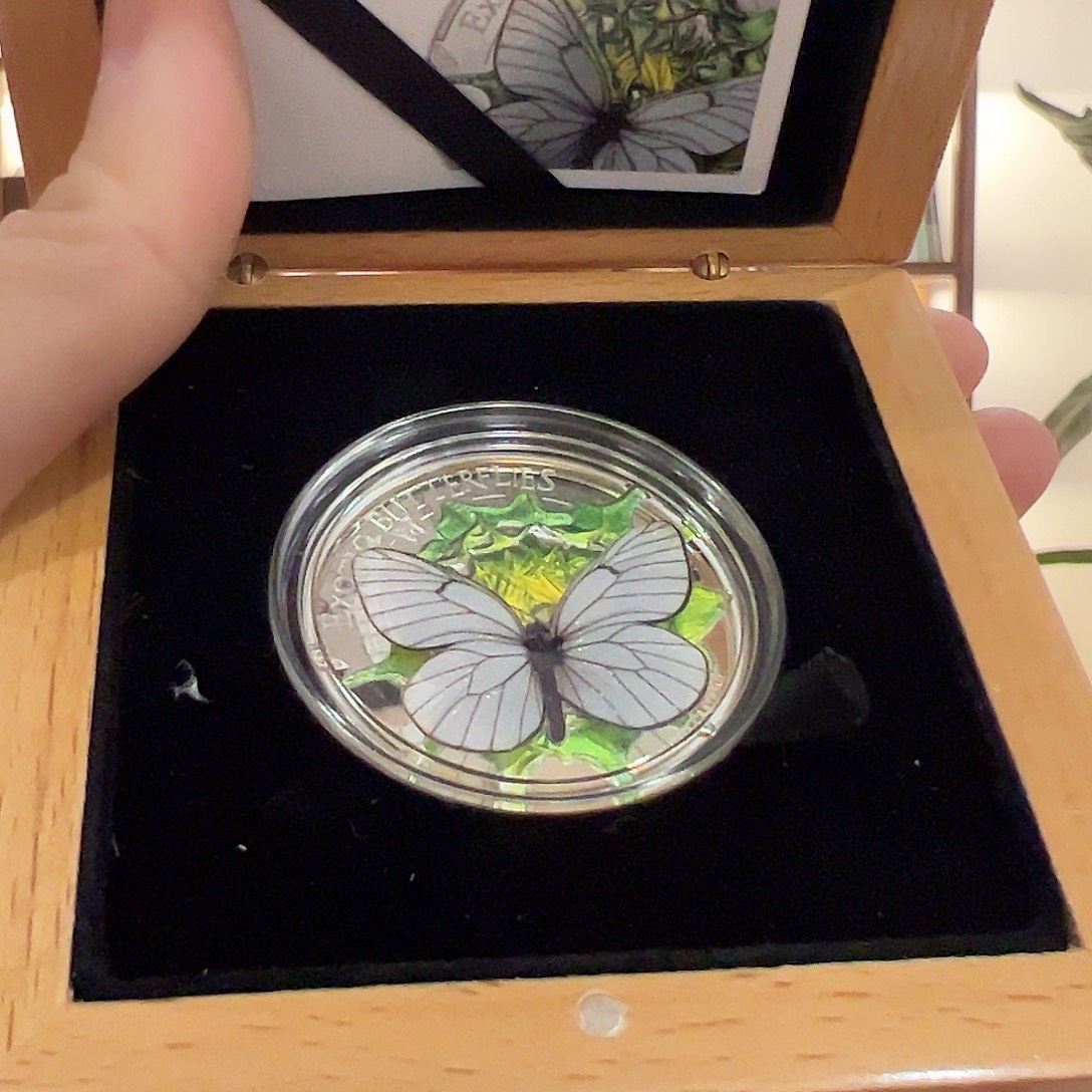 书法纯银蝴蝶纪念章