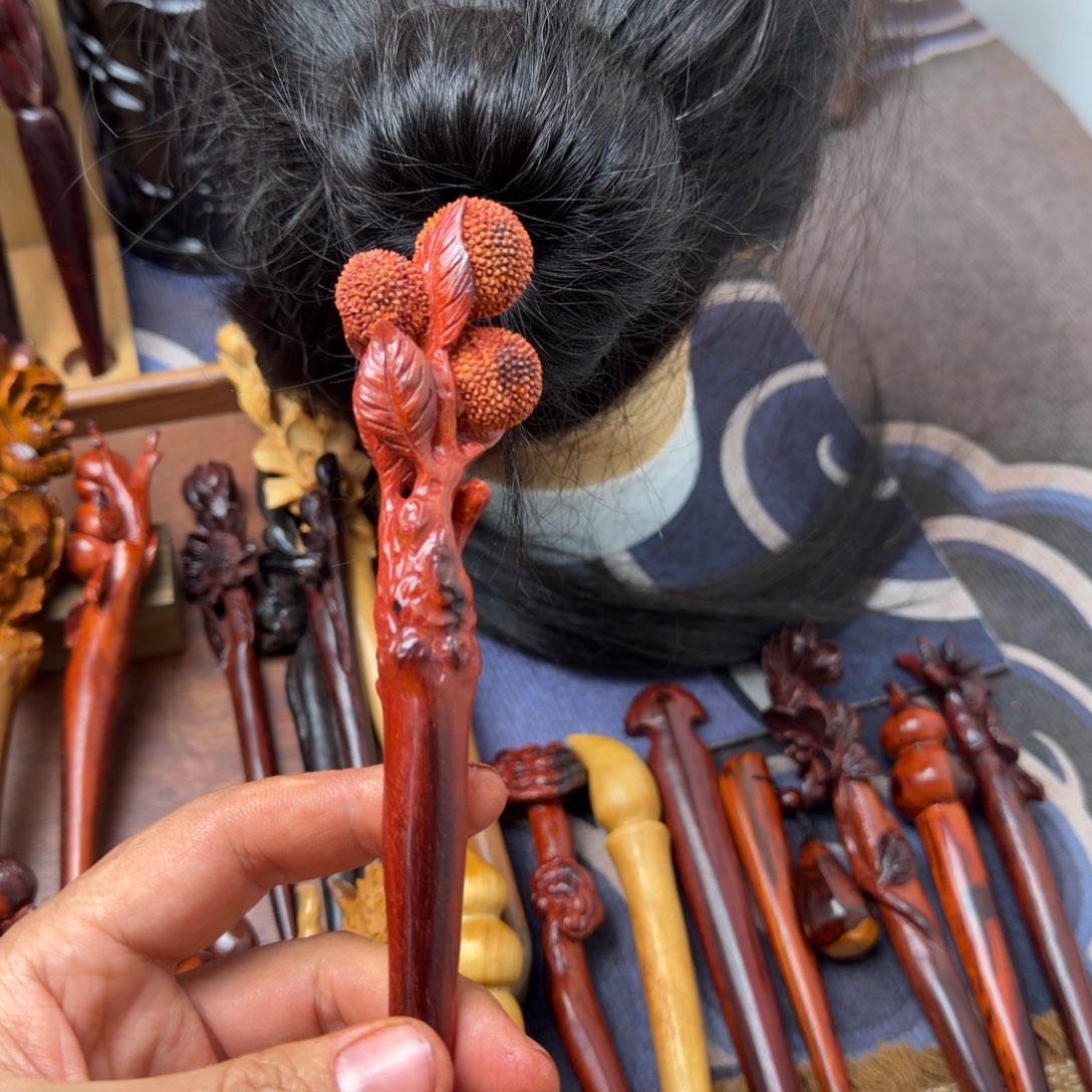 黎***静檀香紫檀（小叶紫檀）小叶紫檀手工杨梅大簪