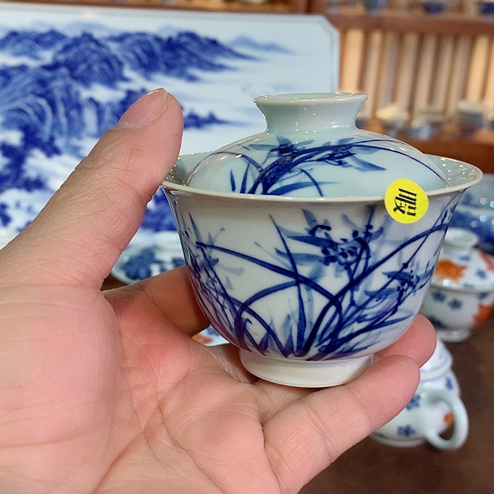 錡镇堂手工手绘盖碗