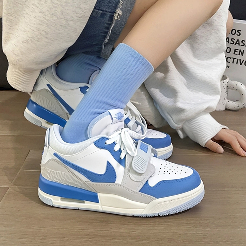 NIKE耐克女鞋2025新款GS AJ312篮球鞋蓝灰北卡蓝板鞋气垫运动鞋