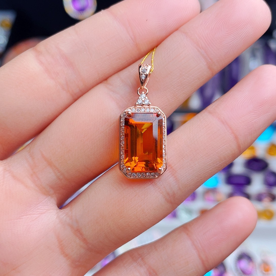 颈饰银S925镶嵌黄晶天然保真