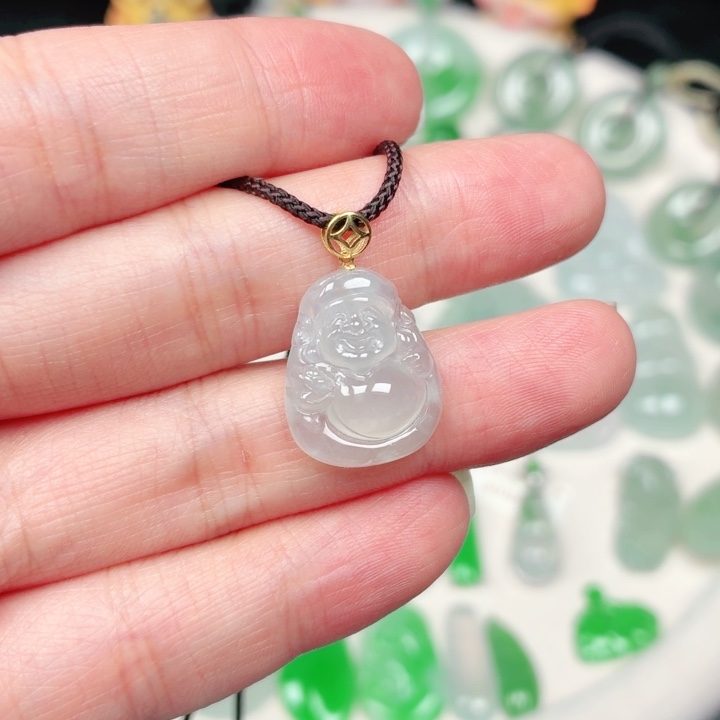 颈饰18K金镶嵌翡翠缅甸天然A货翡翠