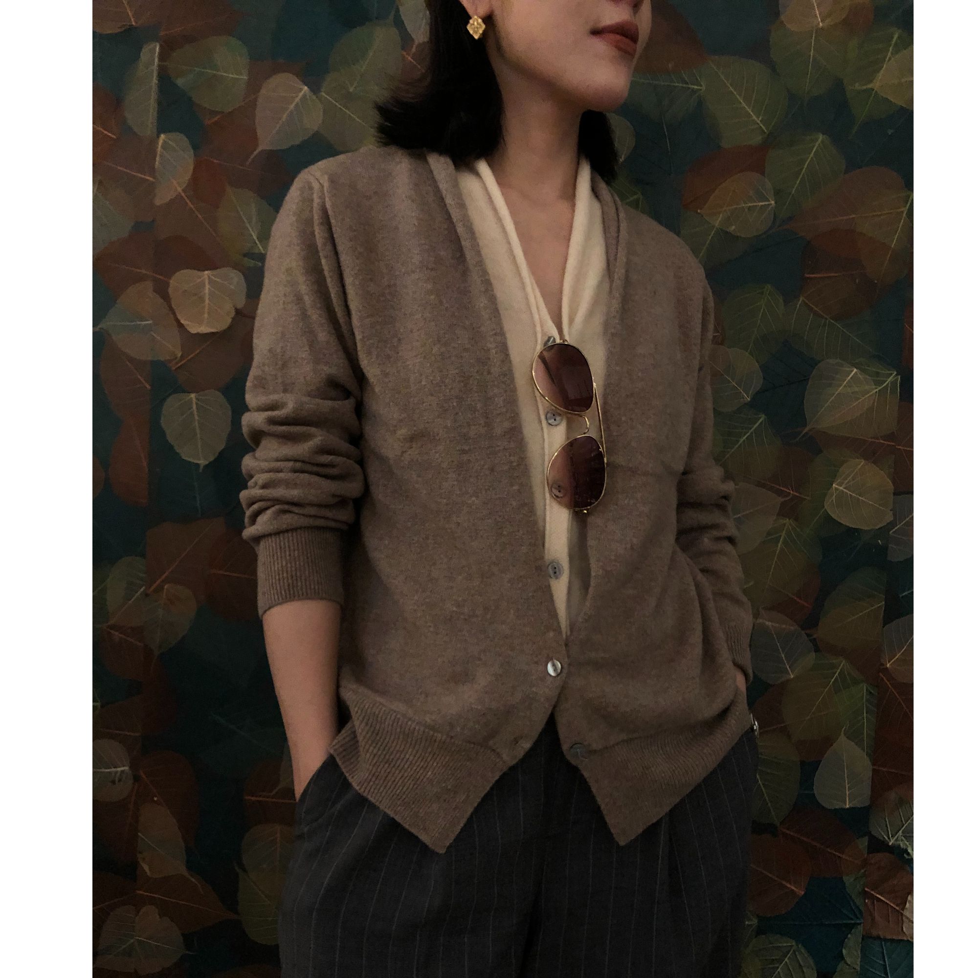 纯羊毛假两件老钱风针织开衫