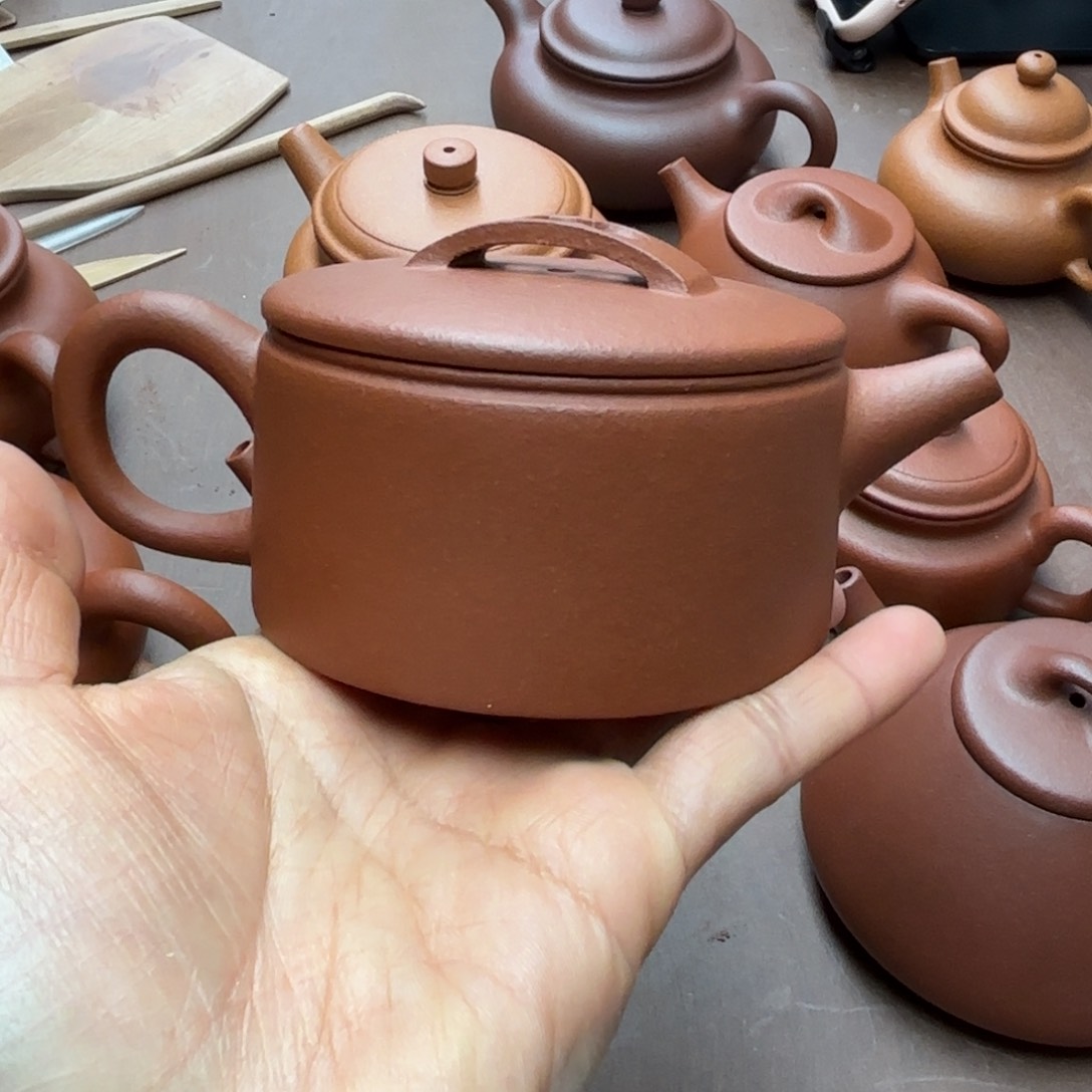 紫砂茶壶乾**酒红降坡汉瓦150cc微瑕
