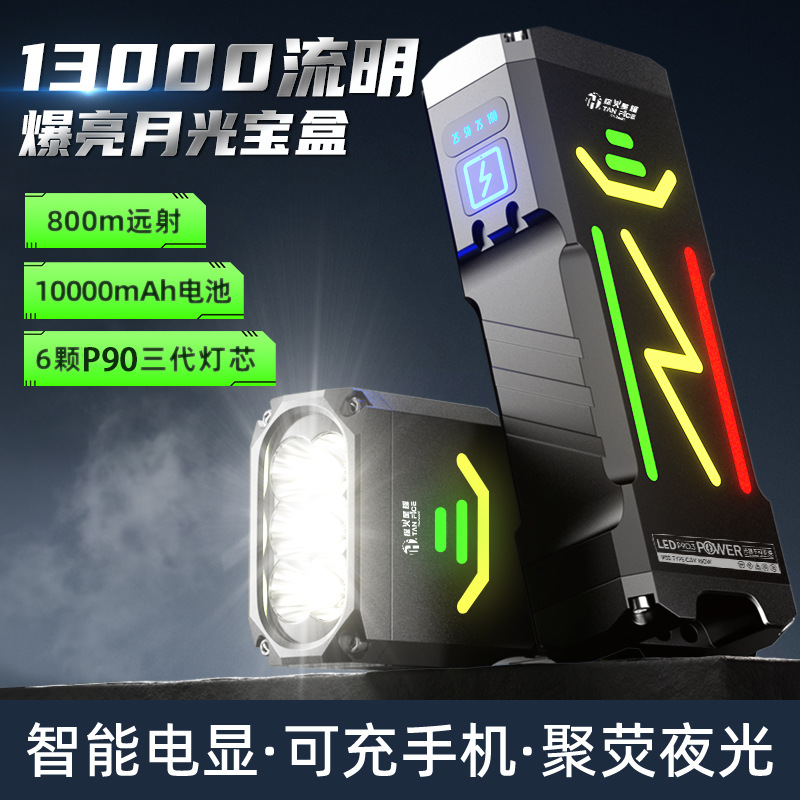 月光宝盒爆亮专业充电手电筒户外镭射炮强光高流明长续航锂电手电