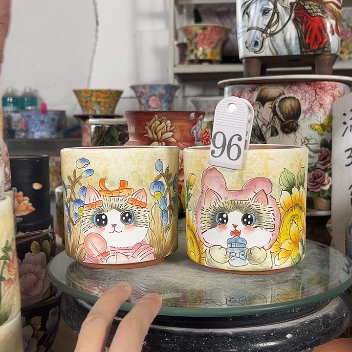 景德镇手绘花盆满38包邮