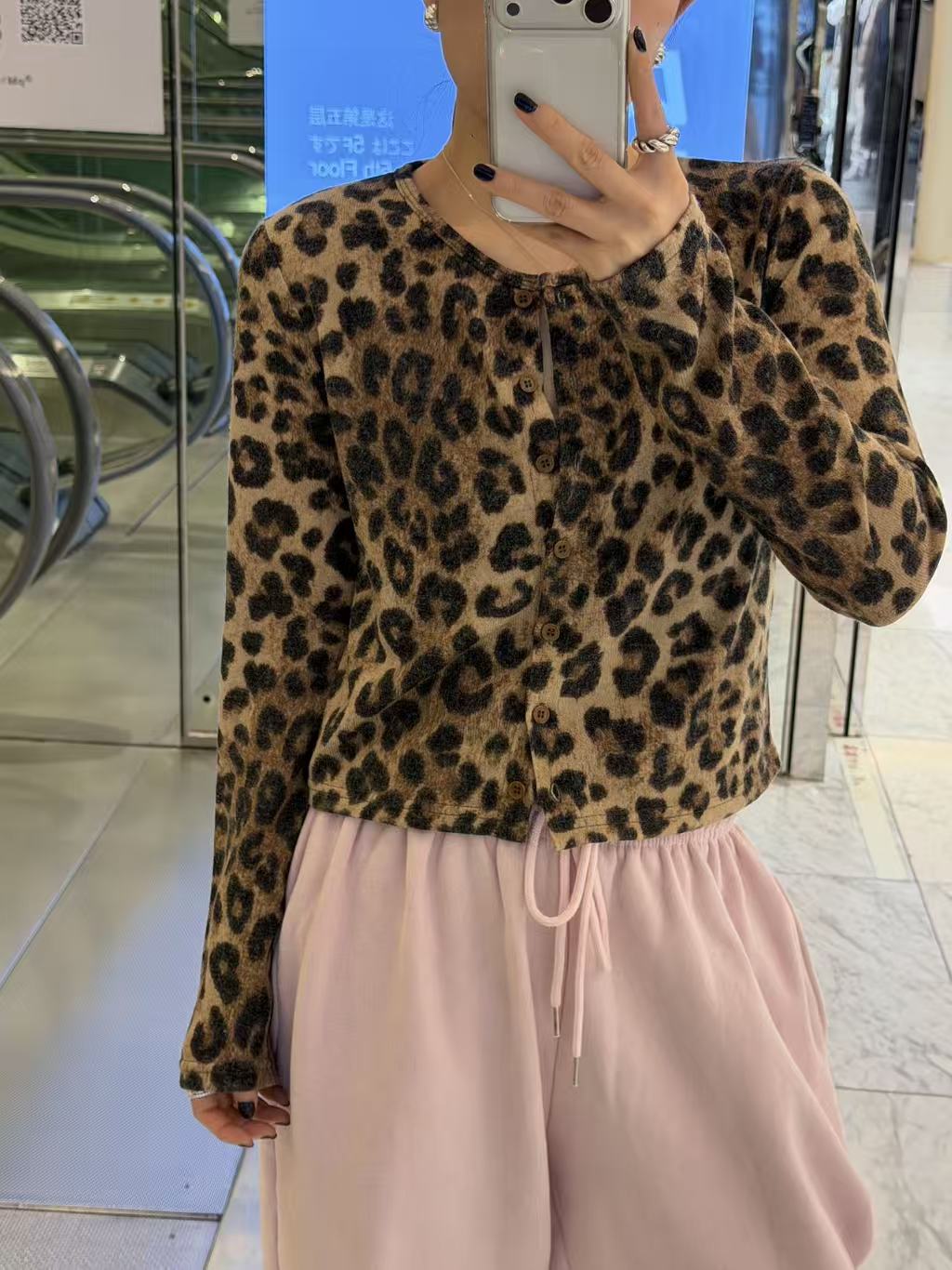 韩国东大门正品女装时尚豹纹针织开衫112530（NO退NO换）