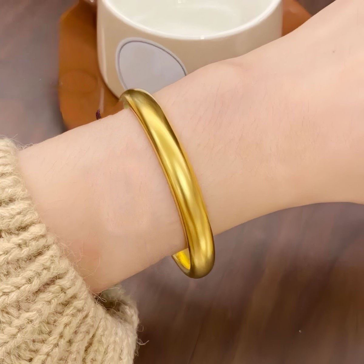 铜合金手镯 爆款素圈古法传承泥鳅背手镯镯子时尚百搭不掉色饰品