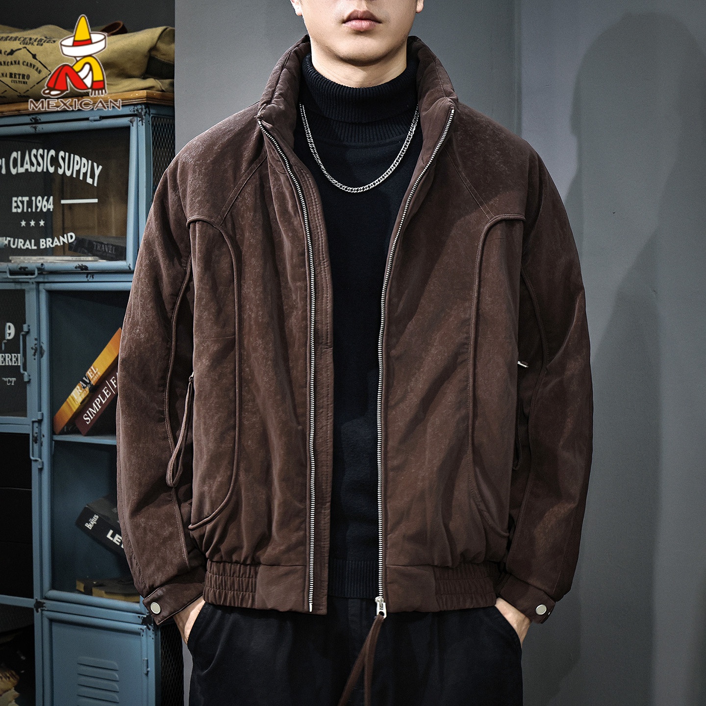 Mexican/稻草人冬季复古痞帅羽绒服男款潮牌休闲户外男士保暖外套