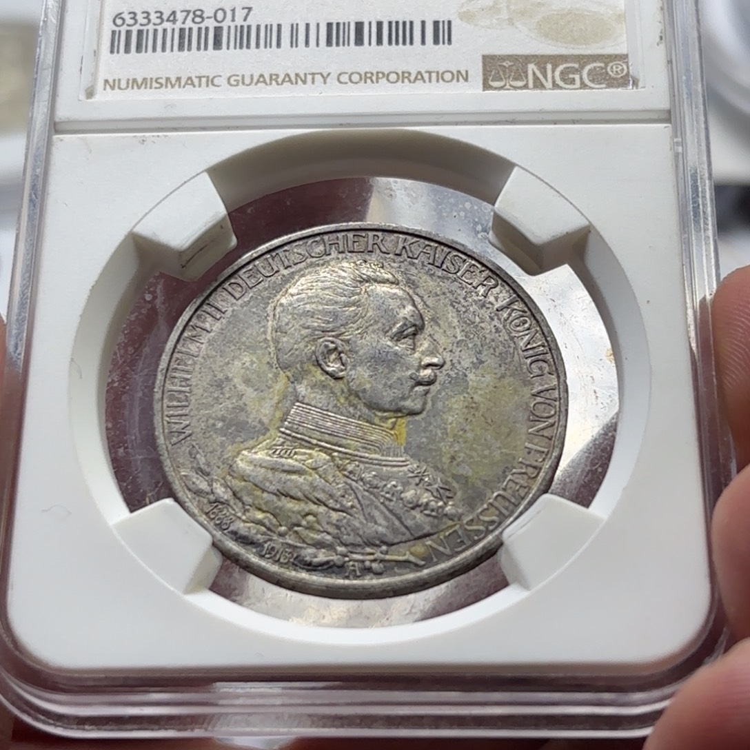 银Ag900德国威廉二世登基25周年军装3马克