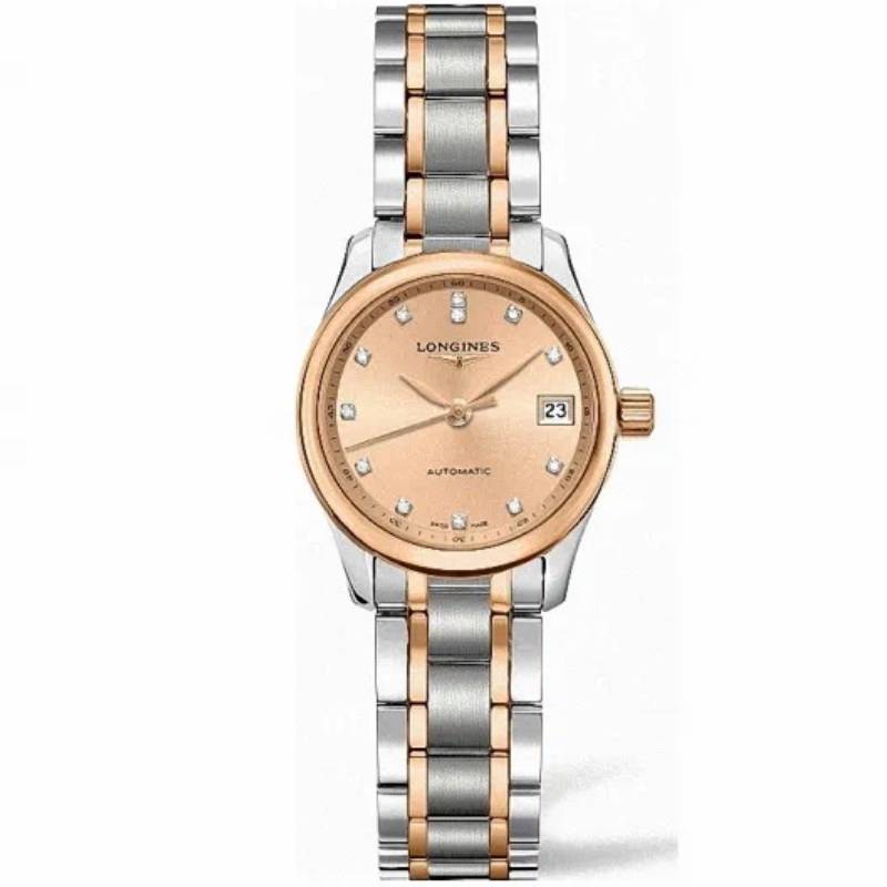 99新 Longines/浪琴 名匠128/机械/玫瑰金钻/表径25.5mm/女士腕表