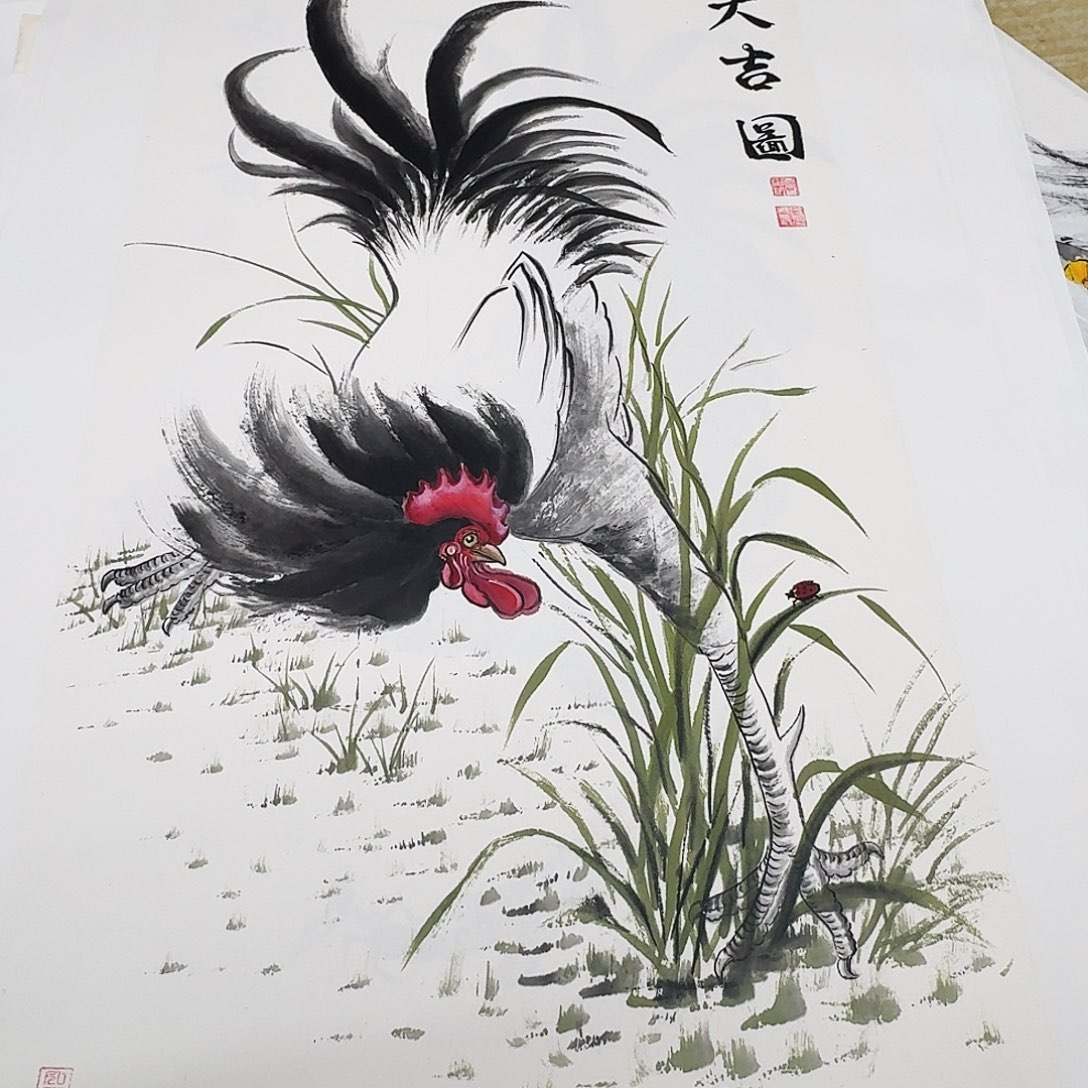 国画三尺整纸手绘作品