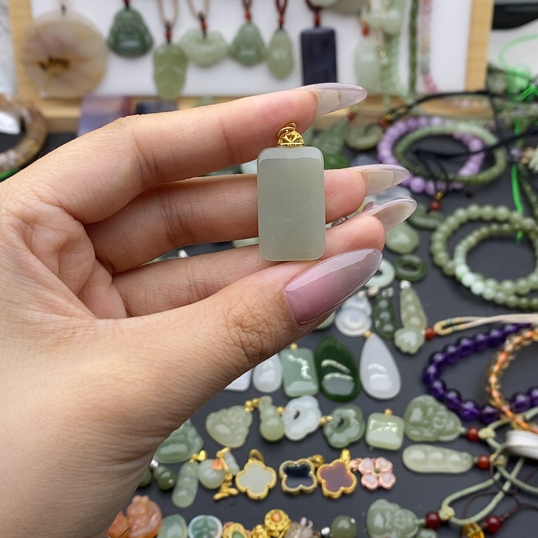 和田玉吊坠(不含链)银S925镶嵌