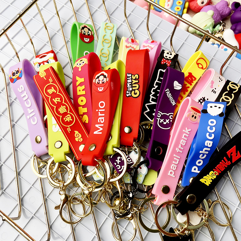 随机发卡通软胶皮质锁匙扣公仔配件挂饰饰品