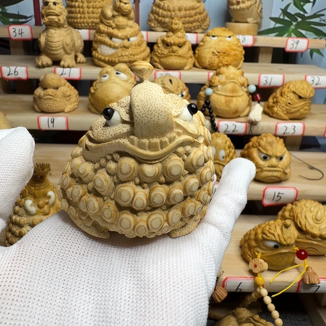 竹竹根雕手工手把件金蟾