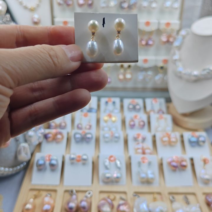 淡水珍珠耳饰银S925镶嵌