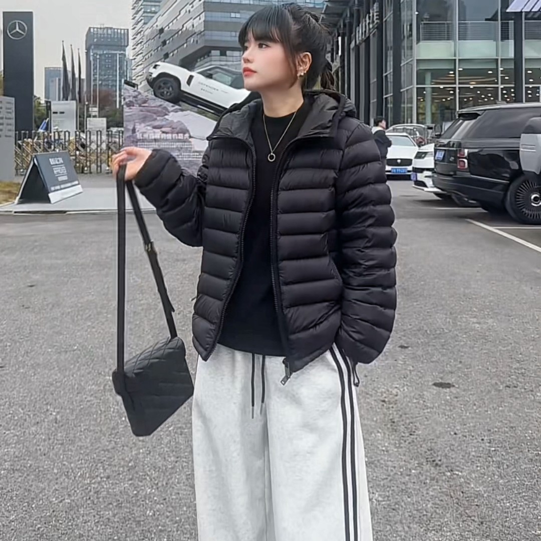 【YL严选】2025冬季90白鹅绒时尚拼色连帽排骨女小个子保暖外套潮