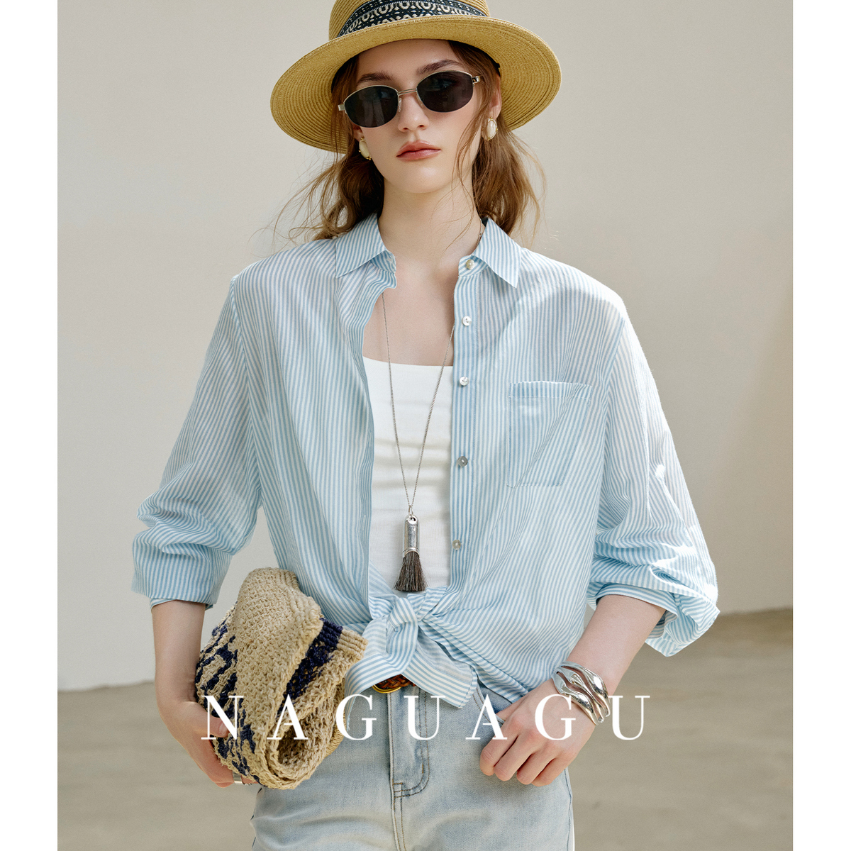 【伯兹利条纹衬衫】桑蚕丝长绒棉女装衬衫FY1CS0190-A