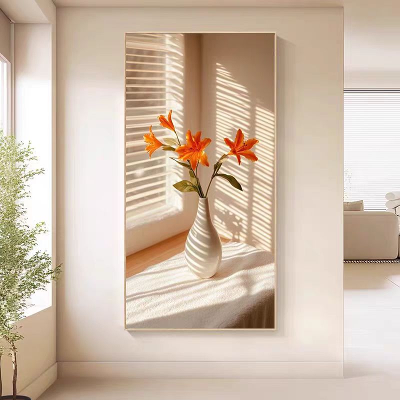 【素雅】现代轻奢简约奶油风入户玄关装饰画走廊过道花卉壁画
